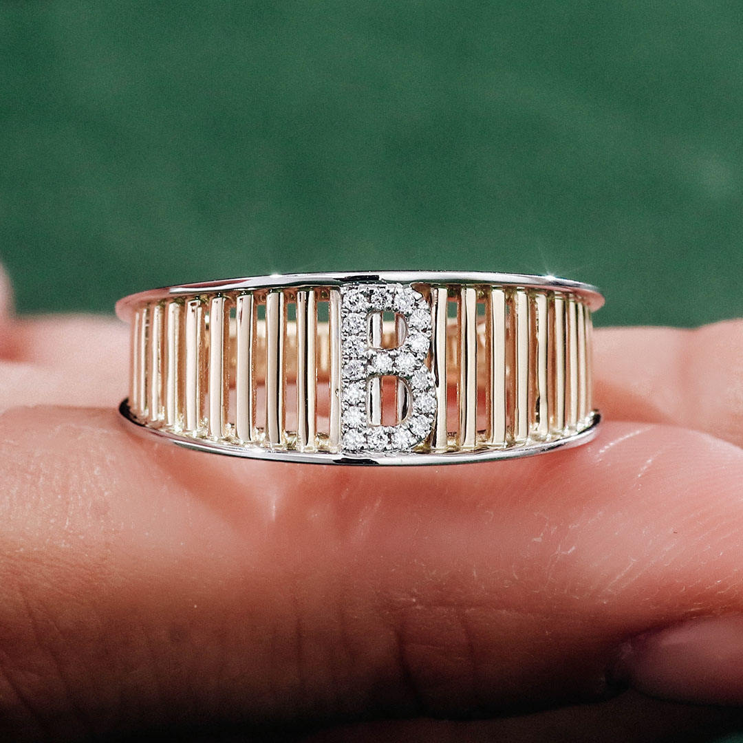 แหวนเพชรโมอิสซาไนต์ทองคำ 14k สีเหลือง