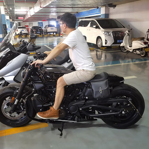 Sacs latéraux pour <span class=keywords><strong>Sportster</strong></span> S en cuir véritable, sacs de bordure rétro, accessoires moto, sacs de voyage noirs pour motard, Chine - Product Image 5