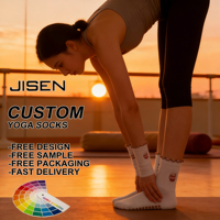 Chaussettes de yoga avec poignées pour femmes Studio, chaussettes en silicone antidérapantes douces, logo personnalisé OEM/ODM pris en charge