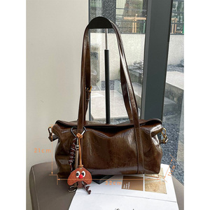 Nouveau Sac Fourre-tout Tendance pour Femme en Cuir Véritable, Style Décontracté Texturé, Sac Boston Porté Épaule pour le Quotidien - Product Image 6