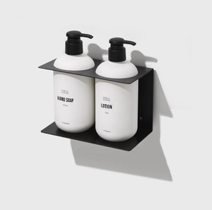 Porte-savon mural en acrylique noir personnalisé, <span class=keywords><strong>double</strong></span> porte-shampoing - Product Image 5