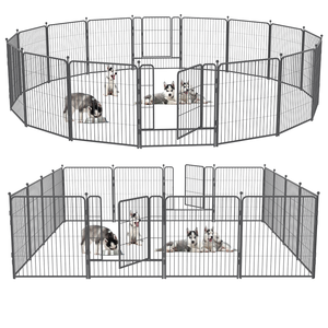 折りたたみ式 デザイン 高耐久性 金属製 ドッグ プレイペン パネル ヘビーデューティー 犬用サークル 猫用フェンス ドア付き 大型ペット 屋外/屋内用 - Product Image 4