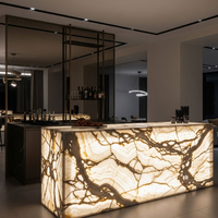 OEM/ODM Bar Marmer Backlit Solid Surface Modern untuk Klub Malam dengan Peralatan LED Komersial untuk Restoran dan Ruang Bawah Tanah