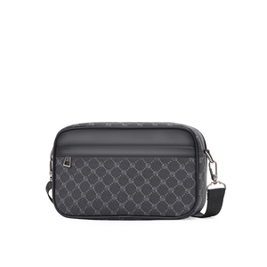 Hot Sales New Black Plaid Men's Small Square Crossbody <strong>Bag</strong> Fashionable Trendy PU <strong>Material</strong> Casual Shoulder <strong>Bag</strong> Geometric Pattern - Product Image 6