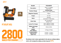 Cloueuse électrique sans fil Freeman 2800 avec chargeur de batterie, approuvée CE, sans balais