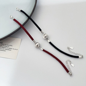 S925 Sterling Silver Rope <b>Bracelet</b> Black Red Ball <b>Bead</b> Couple Jewelry Gift for Women Spring 2025 Weaving Design - Product Image 3