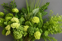 Bruiloft groen-thema bos-stijl zacht gestructureerde geëmbosseerde 3D-geprinte kunstmatige groen- en bloemenarrangementen