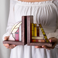 Porte-livres et supports en verre teinté vintage faits à la main sur mesure - Décoration de bureau personnalisable
