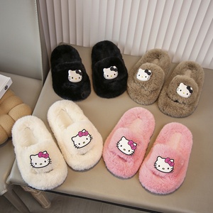 Pantofole in <span class=keywords><strong>peluche</strong></span> con suola spessa traspirante, invernali, da ragazza, con simpatico gatto dei cartoni animati, in pelliccia sintetica. - Product Image 3