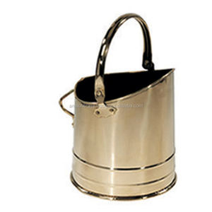 Cubo de carbón metálico para cenizas, cubo dorado de carbón galvanizado de alta calidad para limpieza del hogar, chimenea - Product Image 1