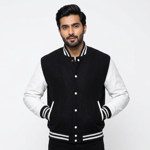 Veste réversible imperméable unisexe grande taille style hip-hop streetwear baseball avec patchwork et logo personnalisé - Product Image 1