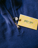 Sweat-shirt pour homme PAOLO NERO 100% cachemire écologique bleu beige, col rond, design italien, manches longues, cordon de serrage, uni