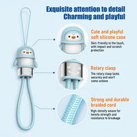 Kabel Pengisi Daya Cepat PD 2 in 1 240W Kustom Personal  dengan Tali Lanyard Magnetik Silikon Penguin USB Type-C untuk iPhone 18 17