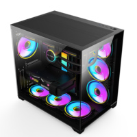 PC Case with Fans Type-C 360mm Water Cooling Dual Chamber 400mm GPU Support ATX Panoramic Gaming Computer Case Tower