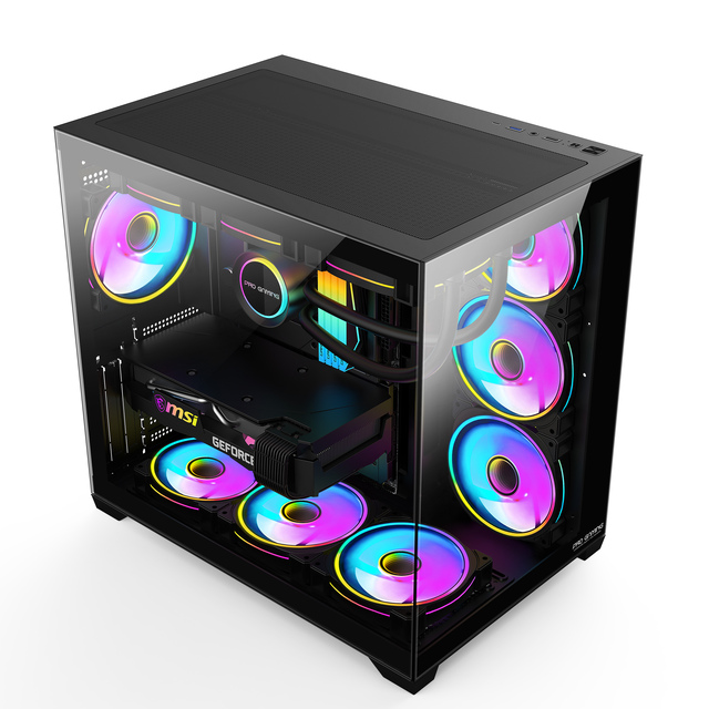 PC Case with Fans Type-C 360mm Water Cooling Dual Chamber 400mm GPU Support ATX Panoramic Gaming Computer Case Tower