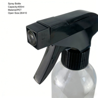 Bouteille PET 400 ml forme Boston avec pulvérisateur à gâchette, bouchon à vis, pour shampoing et lotion, sérigraphiée, rechargeable