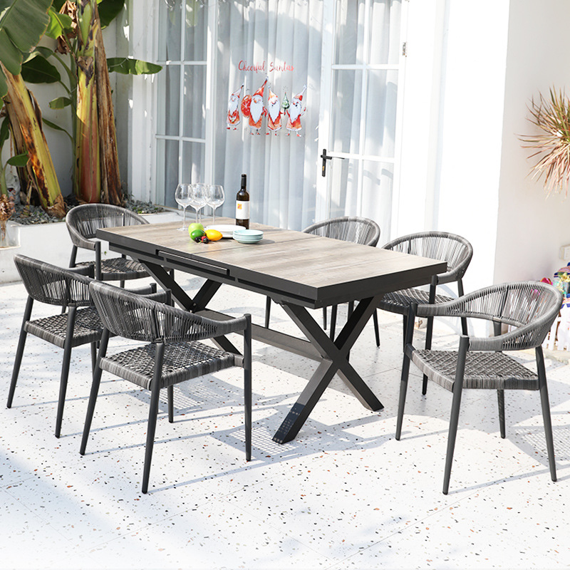 Six chairs 16021090cm extendable long table