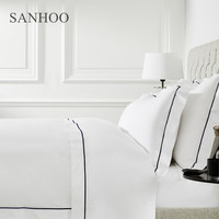 Parure de lit de luxe SANHOO pour hôtel, 300/400TC, en coton blanc brodé, couette, housse de couette, draps de luxe, ensembles de literie