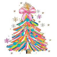 Impression par transfert thermique pour sapin de Noël, faible MOQ, matériau PET, lavable, nœud en tissu, prix réduit