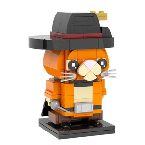 Kepala bata kucing Puss in Boots minifigs bangunan batu bata kit LEGUOGUO juguetes mainan cetakan Raja brinquedo