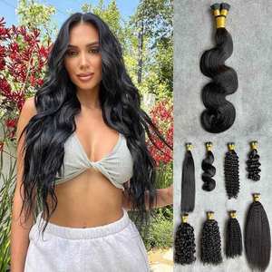 Extensiones de Cabello Humano Ruso con Queratina I-Tip al por Mayor, Extensiones de Cabello Remy Virgen Doble Trama, Cabello Rizado Birmano - Product Image 6