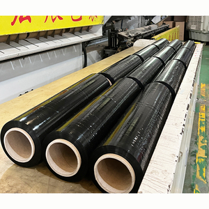 Low Price <b>Black</b> Cling Film Packaging Hand Stretch Film 15 Micron Stretch <b>Wrap</b> Film with Plastic Handle - Product Image 1