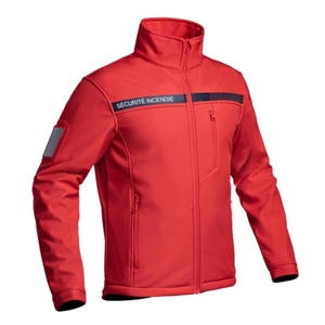 Chaqueta Incendie de seguridad para hombre Softshell roja personalizada, abrigo térmico resistente al agua, soporte informal de otoño para senderismo - Product Image 2