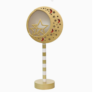 DAMAI Eid Mubarak Golden Tabletop Sign Night <b>Light</b> Wooden Ambiance Lamp with Moon-Holding-<b>Star</b> Ornament for Ramadan - Product Image 6