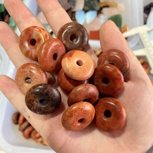 Gran venta al por mayor de piedras preciosas naturales Coral Jade Donut Espeleología <span class=keywords><strong>Naranja</strong></span> <span class=keywords><strong>Jaspe</strong></span> Caved Crystal Craft para decoración y regalo - Product Image 3