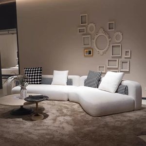 Divano Modulare Curvo Moderno, Dimensioni Personalizzabili, in Tessuto, a Forma di L, per Soggiorno, Appartamento, Hotel, Villa, Arredamento Casa - Product Image 6
