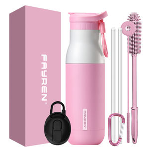 Fayren 500ml 750ml Flasks Leak-proof Lid Travel <b>Tumbler</b> Vacuum <b>Insulated</b> Stainless Steel Water Bottle <b>With</b> <b>Straw</b> - Product Image 1