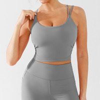 Soutien-gorge de sport Vractive respirant et écologique à bretelles croisées torsadées, avec coussinets amovibles, maintien moyen, dos nu, décolleté en U, pour yoga et fitness