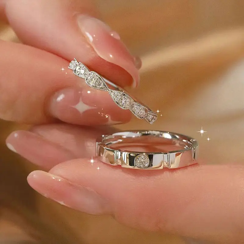 Cucciolo di zucchero con fiocco anello di coppia S925 in argento Sterling paio di anelli di lusso Design di nicchia per fidanzato/fidanzata