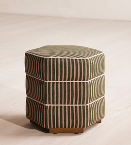 Reposapiés de terciopelo a rayas en contraste Hexagonal Vintage de Italia, taburete otomano de <span class=keywords><strong>abedul</strong></span> macizo de lujo para sala de estar - Product Image 2