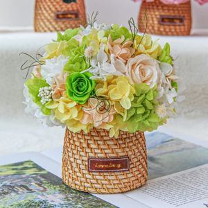 Lovebay rose eterne tavolo fiori conservati in cesto di bambù fiori stabilizzati eterni rose conservati per la decorazione della casa - Product Image 3