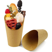 Gobelets en papier kraft jetables pour frites, charcuterie, fruits, collations, supports coniques en papier pour la restauration