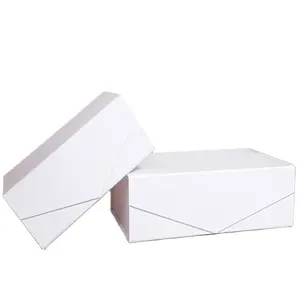 Caja de regalo plegable magnética para paquete de regalo, cartón rígido de lujo, color blanco personalizado, fabricante 100%