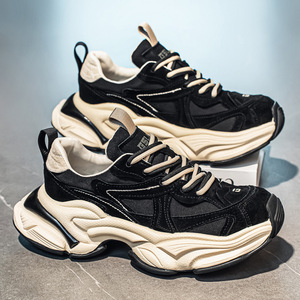 Zapatos de cuero de diseño casual para hombre, de marca de moda, con tacto de alta gama, ligeros, de lujo, con suela gruesa para aumentar la altura, estilo estudiantil, tipo dad shoes. - Product Image 3