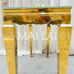 Tables <span class=keywords><strong>de</strong></span> bar à pieds hauts en acier inoxydable doré <span class=keywords><strong>de</strong></span> luxe pour banquets, événements et locations - Product Image 1