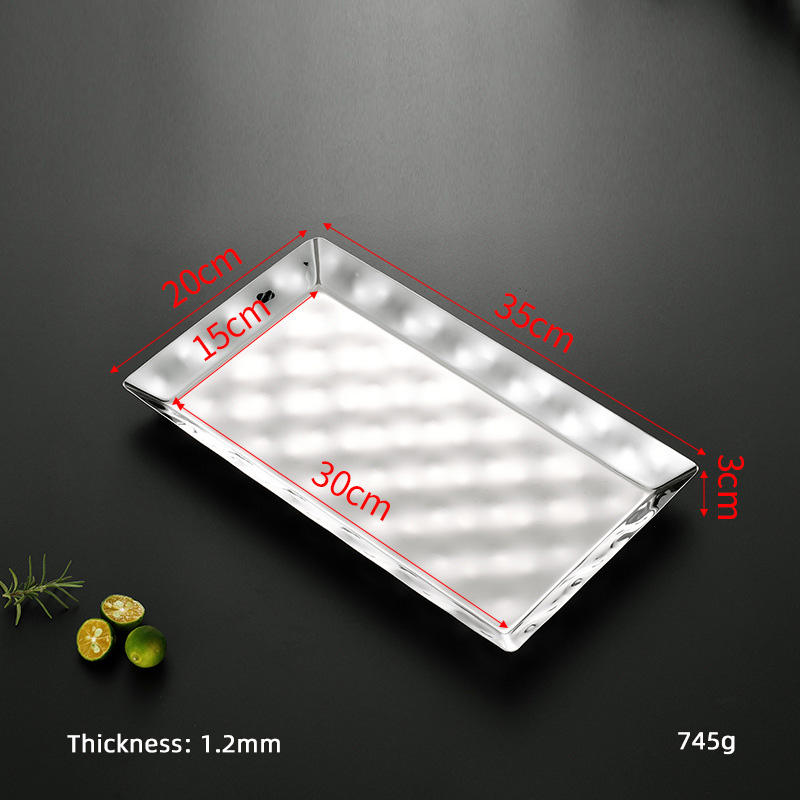 สี่เหลี่ยมผืนผ้าสีเงิน ขนาด 35*20*3 ซม.