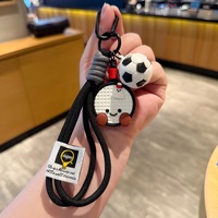 Porte-clés esthétique en forme de ballon de football ou de raquette de badminton, avec cordon tressé, accessoire sportif tendance pour sacs à dos