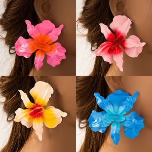 Anting-anting pernyataan multiwarna anting-anting kancing bunga hiperbole anting-anting fesyen paduan - Product Image 6