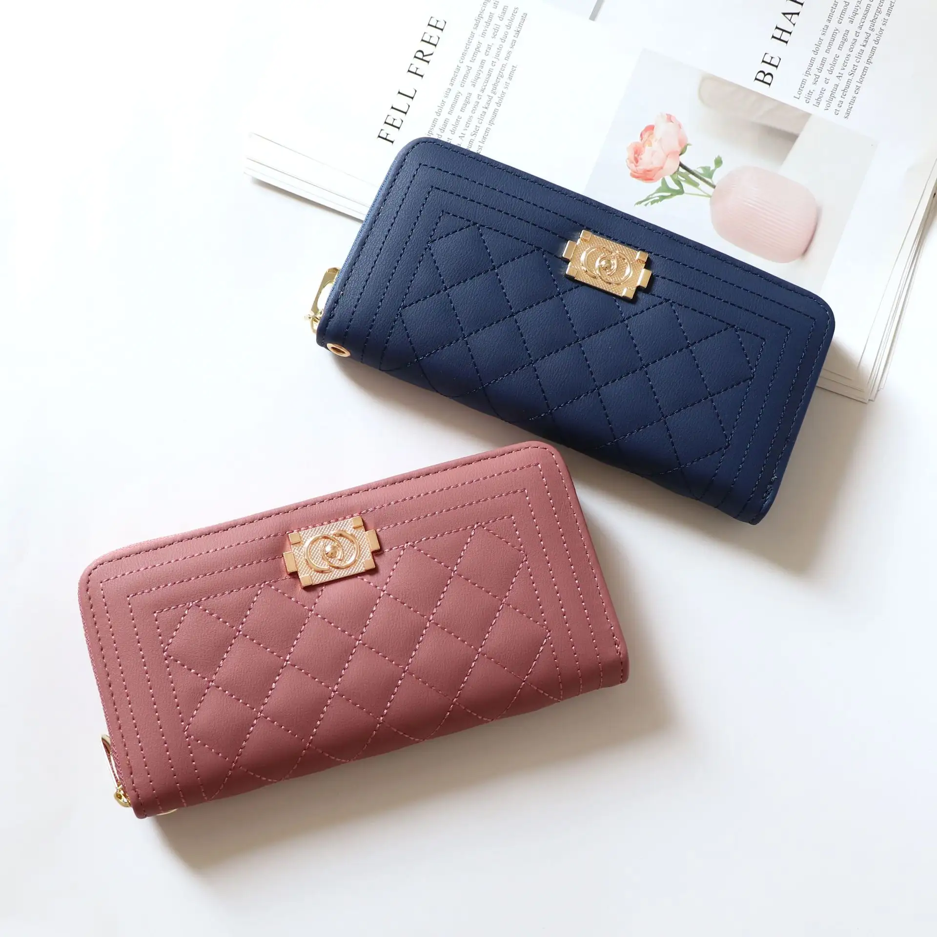 Großhandel Direktverkauf beste Qualität Brieftasche Luxus-Design-Handtasche Herren Brieftaschen für Damen modisch wasserdicht Pu-Polyester lang