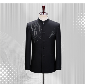 <span class=keywords><strong>Costume</strong></span> Homme 2025 Haute Qualité, Ensemble 2 Pièces Veste et Pantalon, Col Mao Coupe <span class=keywords><strong>Slim</strong></span>, Costumes de Luxe pour Hommes - Product Image 4