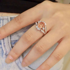 Anello con Diamante A058 Taglio Ovale, Diamanti Naturali di Colore Fantasia G e Bianchi, Gioiello di Fidanzamento per Donne - Product Image 3