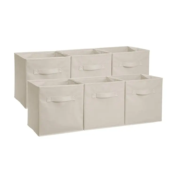 Collapsible Fabric Storage Cubes Organizer with Handles Cloth Storage Cube Basket Bins Organizer