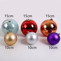 Boules de Noël en plastique de haute qualité, 10 cm et 15 cm, grandes, décorations d'arbre, couleur personnalisée, imperméables, vente en gros RTS
