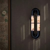 Applique murale LED minimaliste en marbre alabastre, luminaire mural de luxe en pierre naturelle et métal pour hôtel, villa, chambre et salon