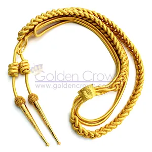 Wholesale Dress Gold Wire Aiguillette Customized High Quality German Gold Aiguillettes with Brass Tips