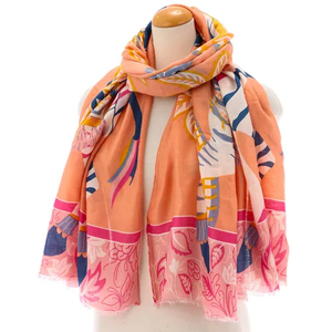 Bufanda/Chal de Gran Tamaño con Pintura a Color de Estilo Chino, Pintado a Mano, Ligero, 100% Fibra de Poliéster, Transpirable y Absorbente de Sudor - Product Image 3